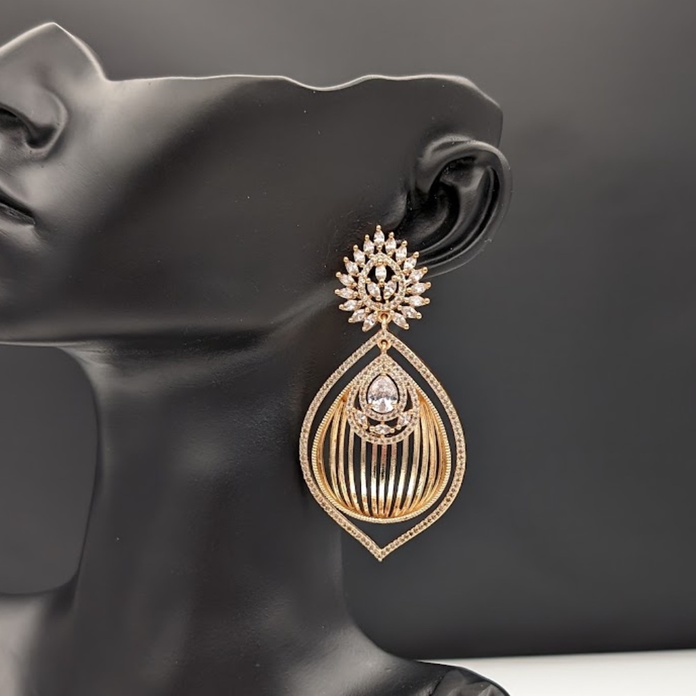 Indian Ethnic Gold-plated CZ Earrings